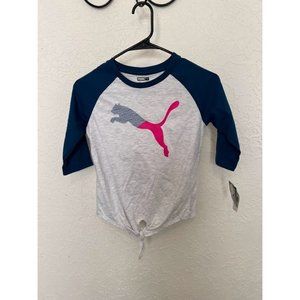 NWT Girl's Puma Tie-Front Raglan 3/4 Sleeve T-Shirt
